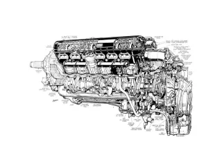 Rolls-Royce Merlin XX - Schnittzeichnung