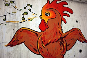 Funny Animal Images Drucke: The singing chicken