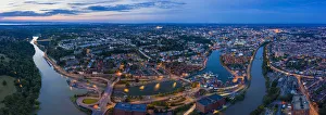 Luftaufnahme über die Avonklappe in Clifton, Hotwells und Stadtzentrum von Bristol im Vereinigten Königreich