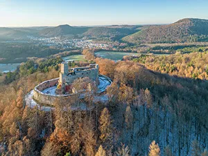 Palatinate Forest Scenery Drucke: Aerial view at Grafenstein castle