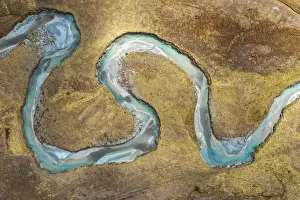 Aerial View Of Italy Drucke: Aerial view of Preda Rossa valley and its winding Duino stream