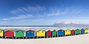 Kapstadt Drucke: Strandhütten am Strand von Muizenberg in Kapstadt im Westkap der Südafrika