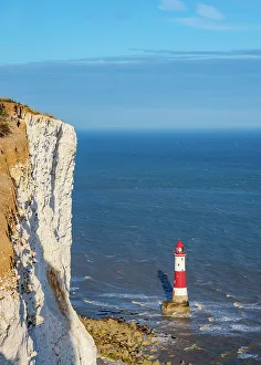 UK Coastal Destinations Drucke: Beachy Head Cliffs and Lighthouse, Eastbourne, East Sussex, England, United Kingdom