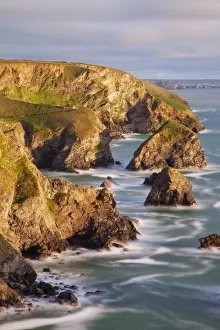 Cornish Coastline Photography Drucke: Bedruthan Steps coastline, St. Eval, Cornwall, England
