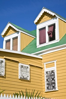 Drucke von Belize, Belmopan ist nicht verfügbar;Belize Stadt,Belizen Koloniale Holzhäuschen Belize-Stadt Drucke: Belize, Belmopan