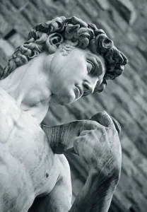 Drucke von Büste von David in der Piazza della Signoria in Florenz (Toskana), Italien Florenz Drucke: Büste des David