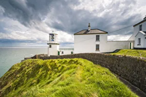 County Antrim Landscapes Drucke: Blackhead path lighthouse, Whitehead, County Antrim, Ulster region, northern Ireland