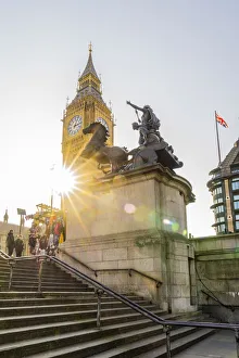 Boadicea Statue London Drucke: Boadicea and Her Daughters statue and Big Ben