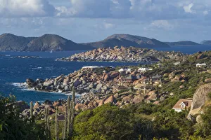 Drucke von Britische Jungferninseln, Virgin Gorda, Die Badeseen mit Häuschen am Felsenstrand Britische Jungferninseln Drucke: Britische Jungferninseln, Virgin Gorda, Die Baden, Häuser am felsigen Strand