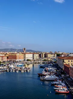 Italian Historic Sites Drucke: Darsena Vecchia, Old Dock, elevated view, Livorno, Tuscany, Italy