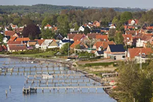 Dänemark Drucke: Dänemark, Tasinge, Vindeby, erhöhte Sicht aus der Stadt