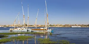 Ägypten, Luxor, Fluss Nil und Tempel von Luxor