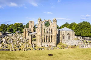 UK Historic Landmarks Drucke: Elevated view of Elgin Cathedral, Elgin, Moray, Scotland, UK