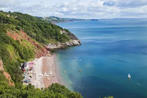 Babbacombe Drucke: England, Devon ,Torquay,Babbacombe,Babbacombe Strand,Odicombe Strand