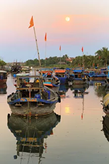 Abend im Hoi-An am Fluss Thu-Bon in Vietname