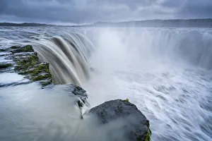 Western European Nature Scenes Drucke: High angle view of Selfoss waterfall, Northeast Iceland, Iceland