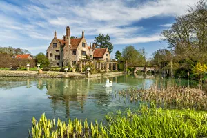 British Historic Homes Drucke: Hindringham Hall in Spring, Hindringham, Norfolk, England