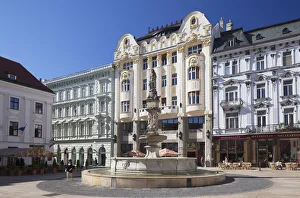 Drucke von Hauptplatz (Hlavné námestie) in Bratislava, Slowakei Slowakei Drucke: Die Hauptnamenplatz (Hauptmarkt oder Hlavné námestie), Bratislava, Slowakei