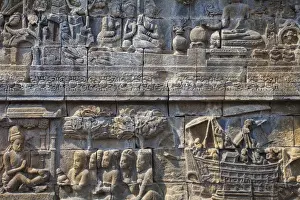 Indonesien, Java, Magelang, Reliefschicht am Borobodur-Tempel