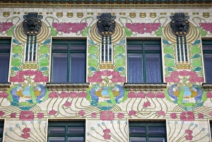 Drucke von Jugendstilsitzbau, Majolikahaus Wien Österreich Jugendstil-Architektur Drucke: Jugendstilsitzbau