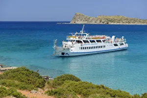Mediterranean Coast Tourism Drucke: Kolokitha Beach on Spinalonga Peninsula, Elounda, Crete, Greece, Europe