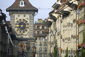 Bern Switzerland Landmarks Drucke: Kramgasse & Clock Tower