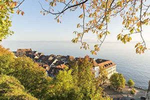 Lake Constance Sunset Drucke: Lower town from an elevated point of view. Meersburg, Baden-Wurttemberg, Germany