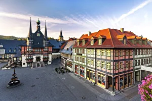 Wernigerode Architecture Drucke: Marker Square and Guild Hall, Wernigerode, Harz Mountains, Saxony-Anhalt, Germany