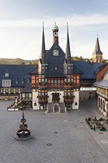 Saxony Anhalt Landmarks Drucke: Marker Square and Guild Hall, Wernigerode, Harz Mountains, Saxony-Anhalt, Germany