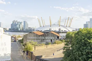 Das Millennium-Dome und die Trinity-Buoy-Warft in London, England, Großbritannien
