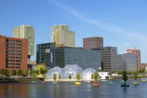 Contemporary European Buildings Drucke: Modern architecture and floating forest, Rotterdam, Zuid Holland, Netherlands
