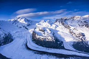 Western European Mountain Scenery Drucke: Monte Rosa range & Gornergletscher, Zermatt, Valais, Switzerland