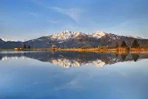 Bavaria Alps Drucke: Mountain impression reflection of Herzogstand in Eichsee - Germany, Bavaria