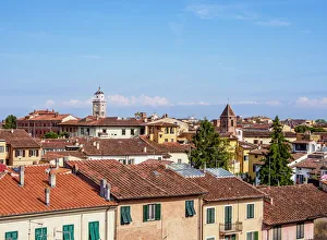 Tuscany Italy Architecture Drucke: Old Town Skyline, elevated view, Pisa, Tuscany, Italy