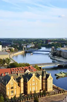Der Stadtteil Ostrow Tumski (Dominsel) und der Fluss Odra in Wrocław, Polen