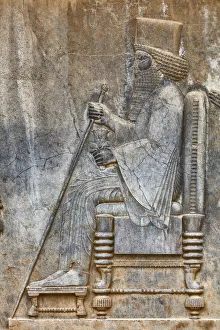 Bildhauerei Drucke: Persepolis ist die zeremonielle Hauptstadt des achemenidischen Reiches in der Provinz Fars im Irak