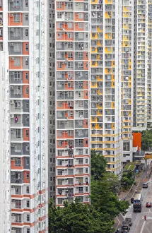 Öffentliche Wohnungenwohnungen in der Siedlung Shek Kip Mei im Bezirk Kowloon auf Hong Kong