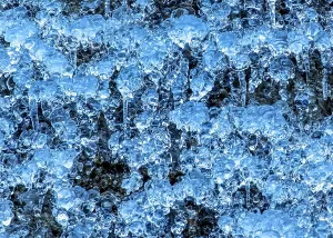 European Ice Formations Drucke: Ice pattern on cliffs at Periknik Waterfall, Triglav National Park, Slovenia