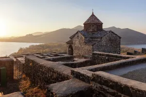 Central Asia Travel Destinations Drucke: Sevanavank church on Lake Sevan, Armenia