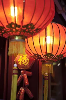Rotlanternen im chinesischen Neujahrsfest in Chinatown Londons Engeland