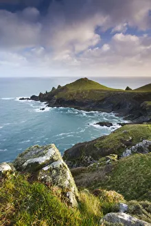 Cornwall Coastal Scenes Drucke: Rumps Point from Pentire Head, Cornwall, England. Spring (April) 2009