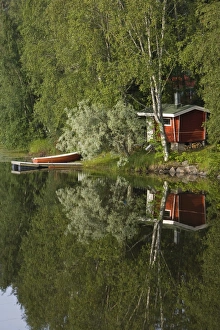 Drucke von Dampfbad und Reflektionen am See in Lappland/Finnland Dampfbad und Reflektionen am See in Lappland/Finnland Finnland Drucke: Saunabäder am See, Lappland Finnland