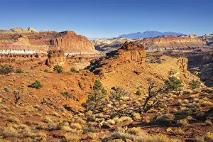Panoramische Aussicht von der Sonnenuntergangsplatze im Capitol-Reef-Nationalpark in Utah