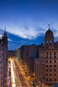 Spanien, Madrid, Zentrumgebiet , erhöhte Sicht auf die Gran Vía