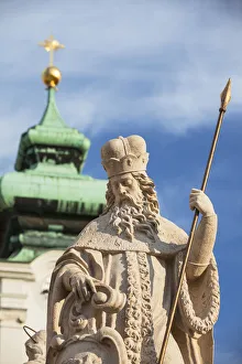 Eastern European Religious Structures Drucke: Statue on Trinity Column in Szechenyi Square, Gyor, Western Transdanubia, Hungary