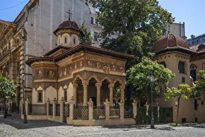 Bucharest Architecture Drucke: Stavropoleos monastery, Bucharest, Walachia, Romania