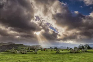 Cumbria Landscape Drucke: Sunrays on Castlerigg Stone Circle, Keswick, Cumbria, England