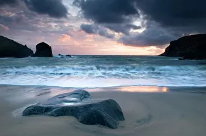 Sonnenuntergang am Dalbeg Strand auf der Insel Lewis in den Hebriden Schottland Vereinigtes Königreich