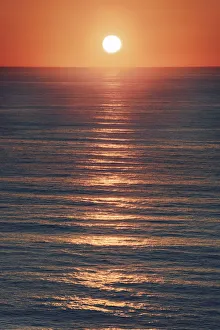 California Sunset Drucke: Sunset impression at pacific - USA, California, Santa Cruz, Davenport