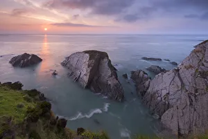United Kingdom Rural Landscapes Drucke: Sunset over the North Devon Coast, Devon, England. Spring (April)